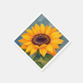 明るい水彩画のひまわりの花 スタンダードカクテルナプキン (角)