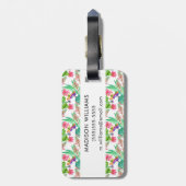 明るい水彩画のサボテン及び水気が多いパターン ラゲッジタグ (裏面縦)
