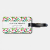 明るい水彩画のサボテン及び水気が多いパターン ラゲッジタグ (裏面横)