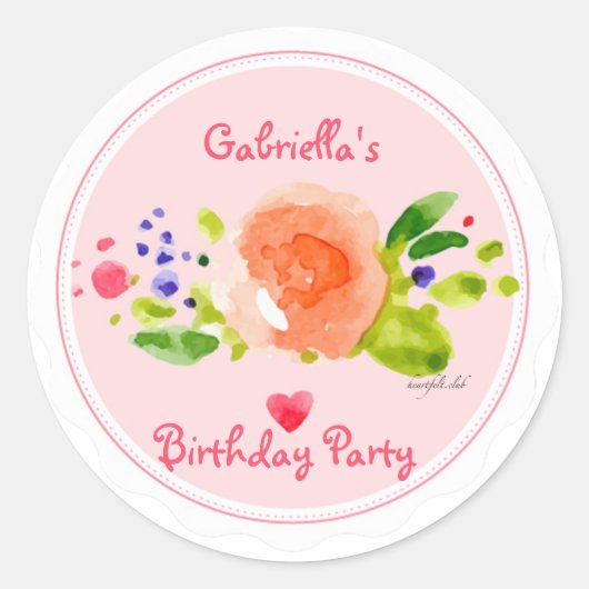 明るい水彩画のステッカー ラウンドシール (正面)