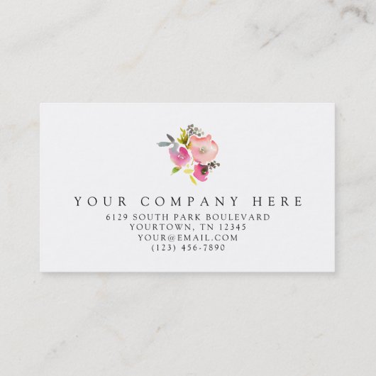 明るい水彩画の花の名刺のピンク 名刺 (裏面)