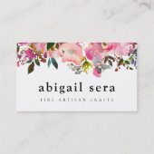 明るい水彩画の花の名刺のピンク 名刺 (正面)