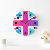 明るい水彩画の英国国旗の旗 ラージ壁時計 (ホーム)