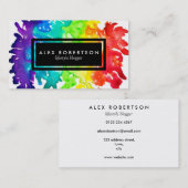 明るい水彩画の虹の(ばちゃばちゃ)跳ねる 名刺 (正面/裏面)