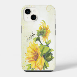 明るい水彩花アートカスタム iPhone 14ケース
