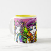 明るい水晶及びキンボウゲの虹の妖精のマグ ツートーンマグカップ (正面左)