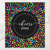 明るい水玉模様応援ニューイヤーイブのワインラベル ワインラベル (シングルラベル)