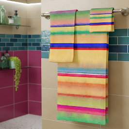 明るい水色のストライプ バスタオルセット