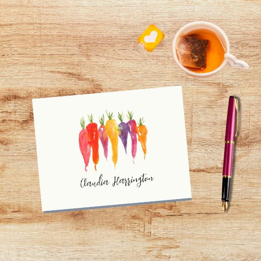 明るい水色のニンジン手描き植物学 ノートカード