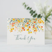 明るい水色のフローラ結婚の サンキューカード (スタンド正面)