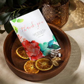 明るい水色のフローラ結婚の サンキューカード