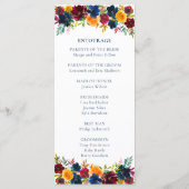 明るい水色のフローラ結婚の プログラム (裏面)