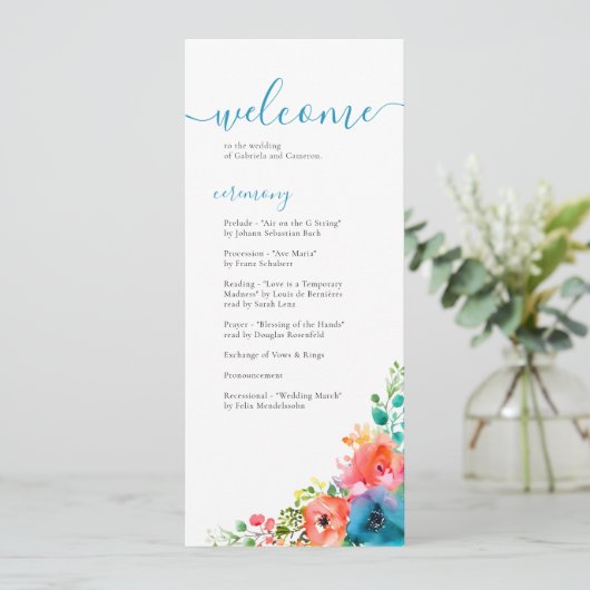 明るい水色のフローラ結婚の プログラム (スタンド正面)