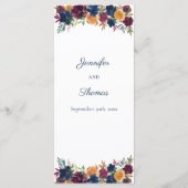 明るい水色のフローラ結婚の メニュー (裏面)