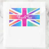 明るい水色のユニオンジャック国旗ありがとう 長方形シール (バッグ)