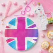 明るい水色のユニオンジャック国旗 ペーパープレート (パーティー)