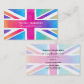 明るい水色のユニオンジャック国旗 名刺 (正面/裏面)
