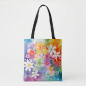 明るい水色の抽象芸術花 トートバッグ (正面)