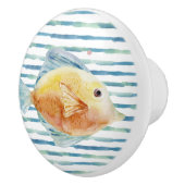 明るい水色の熱帯魚、ビーチ休暇 セラミックノブ (右)