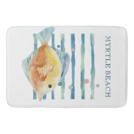 明るい水色の熱帯魚、ビーチ休暇 バスマット