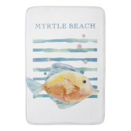 明るい水色の熱帯魚、ビーチ休暇 バスマット