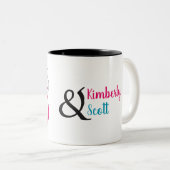 明るい水色の猫たち、名前。 ツートーンマグカップ (正面右)