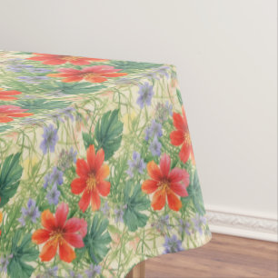 明るい水色の花 テーブルクロス
