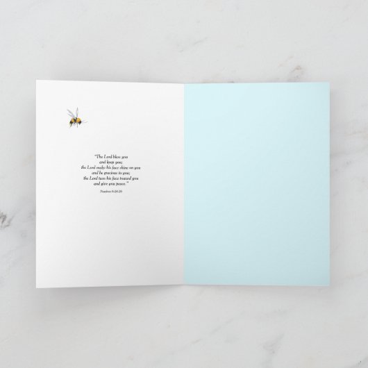 明るい水色の野生の花聖なる書物、 経典カード サンキューカード (内部)