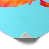 明るい水色オレンジ色の花 – アクア ポスター (角)