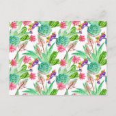 明るい水色サボテンと多肉模様 ポストカード (正面)