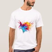 明るい水色スプラッシュブラシストローク Tシャツ (正面)
