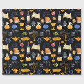 明るい水色ハヌカーイラスト模様 ラッピングペーパー (フラット)