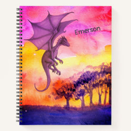 明るい水色パープルマジカルドラゴン飛んでいる ノートブック