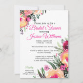 明るい水色フローラブライダルシャワー招待 招待状 (正面)