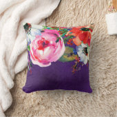 明るい水色フローラ紫パーティーシックな花 クッション (ブランケット)