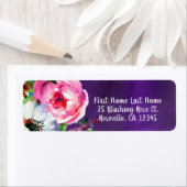 明るい水色フローラ紫色の誕生日パーティー ラベル (インサイチュ)