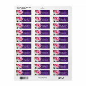 明るい水色フローラ紫色の誕生日パーティー ラベル (フルシート)