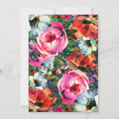 明るい水色フローラ紫色の誕生日パーティー 招待状 (裏面)