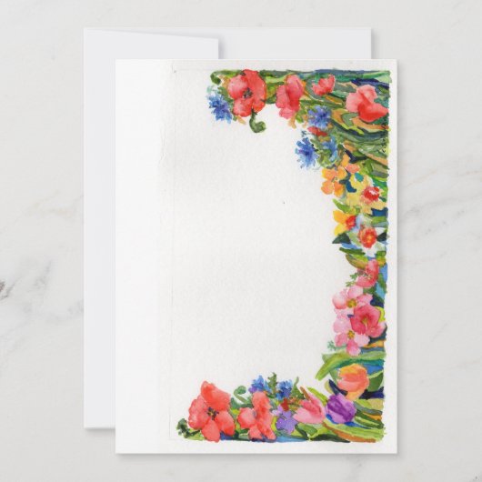 明るい水色フローラ縁ど ノートカード (正面)