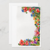 明るい水色フローラ縁ど ノートカード (正面/裏面)