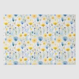 明るい水色フローラ黄色と青の植物学 薄葉紙