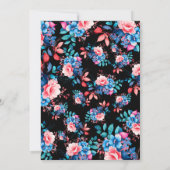 明るい水色フローラ40thバースデーブラック 招待状 (裏面)