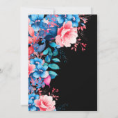 明るい水色フローラ60th誕生日ブラック 招待状 (裏面)