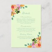 明るい水色フローラQRコード詳細結婚の エンクロージャーカード (正面)