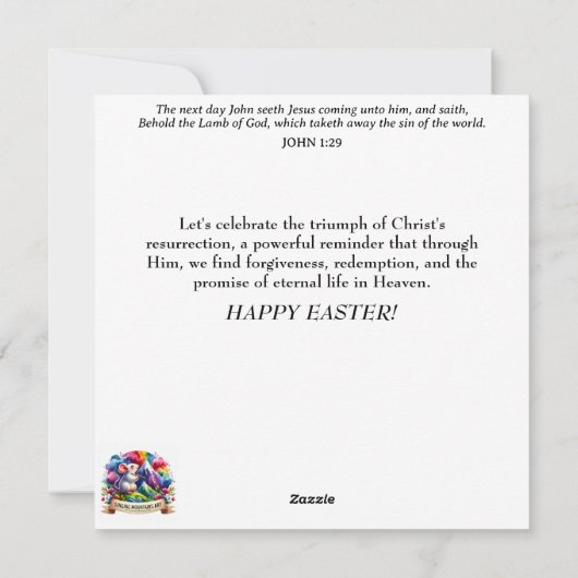 明るい水色マウスフローライースターティーパーティー シーズンカード (裏面)