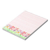 明るい水色ワイルドフラワー赤い裏地 ノートパッド (回転)