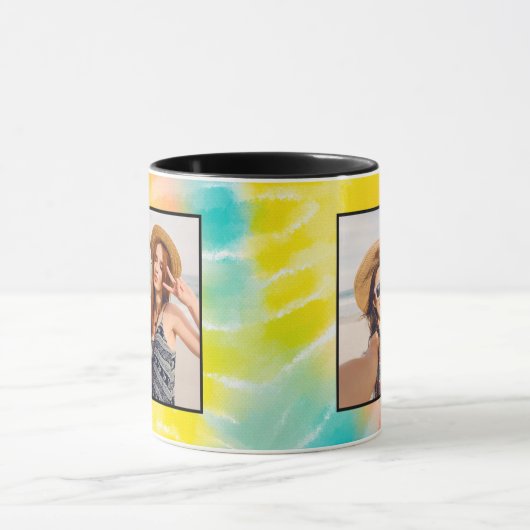 明るい水色絞り染めカスタムフォトマグ マグカップ (中央)