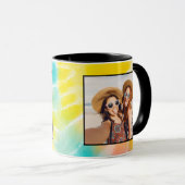 明るい水色絞り染めカスタムフォトマグ マグカップ (正面右)