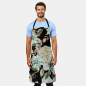 明るい水色：あじさいバラ模様。 エプロン (着用した状態)