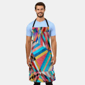 明るい水色：抽象芸術ファンタジー背景 エプロン (着用した状態)